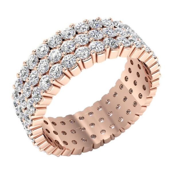 3 Row Eternity Engagement Ring I1 H 3.50Ct Natural Diamod 14k Solid Yellow Gold/White Gold/Rose Gold Authenticate Certificate