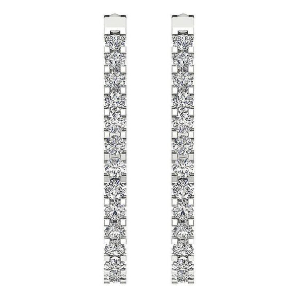 Hoop Earring I1 G 0.25 Ct Round Cut Diamond Pave Set 14K Solid Yellow Gold/White Gold/Rose Gold Authenticate Certificate 0.80 Inch