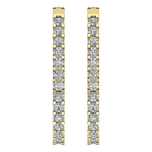 Hoop Earring I1 G 0.25 Ct Round Cut Diamond Pave Set 14K Solid Yellow Gold/White Gold/Rose Gold Authenticate Certificate 0.80 Inch