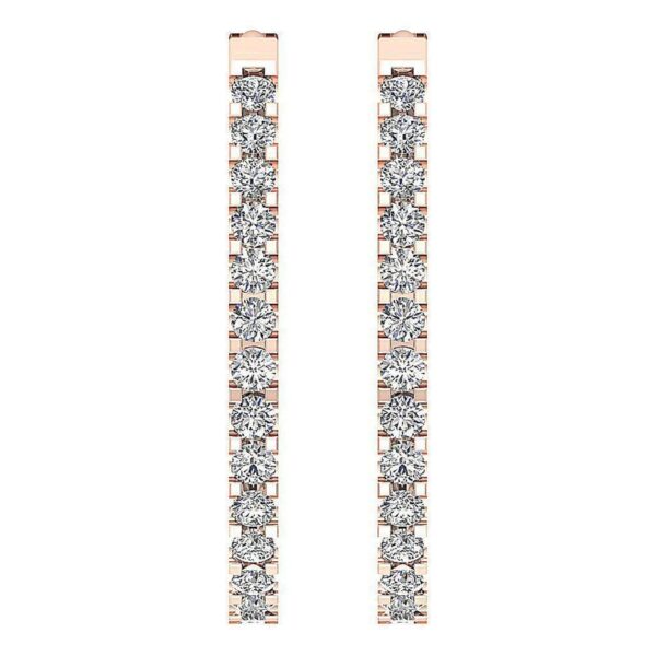 Hoop Earring I1 G 0.25 Ct Round Cut Diamond Pave Set 14K Solid Yellow Gold/White Gold/Rose Gold Authenticate Certificate 0.80 Inch