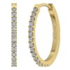 Hoop Earring I1 G 0.25 Ct Round Cut Diamond Pave Set 14K Solid Yellow Gold/White Gold/Rose Gold Authenticate Certificate 0.80 Inch