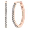 Hoop Earring I1 G 0.25 Ct Round Cut Diamond Pave Set 14K Solid Yellow Gold/White Gold/Rose Gold Authenticate Certificate 0.80 Inch