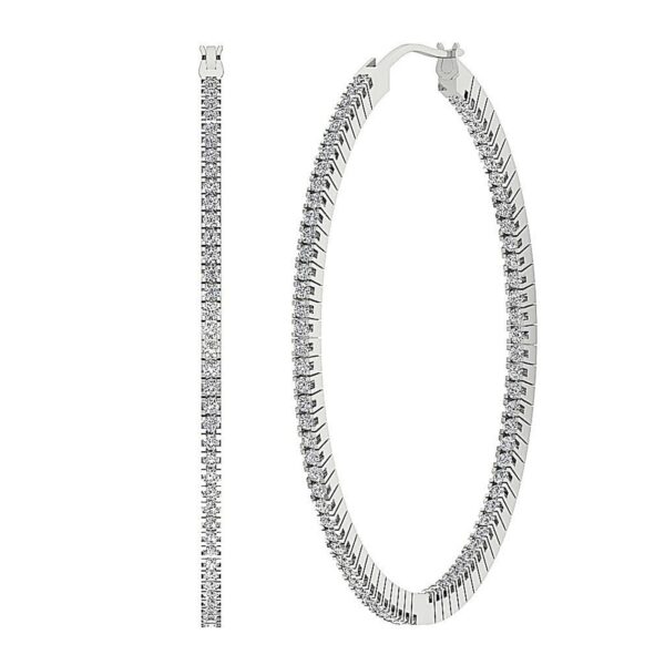 E VS1 1.01Ct Round Diamond Hoops Earrings 4K Solid Yellow Gold/White Gold/Rose Gold Authenticate Certificate