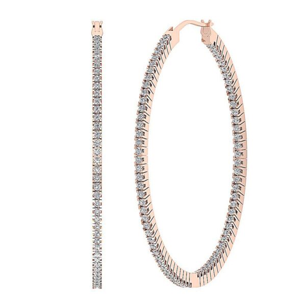 E VS1 1.01Ct Round Diamond Hoops Earrings 4K Solid Yellow Gold/White Gold/Rose Gold Authenticate Certificate