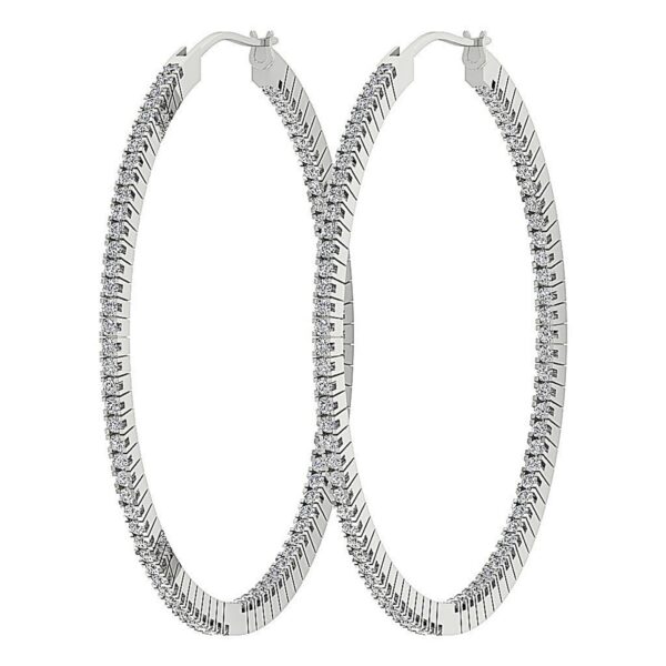 E VS1 1.01Ct Round Diamond Hoops Earrings 4K Solid Yellow Gold/White Gold/Rose Gold Authenticate Certificate