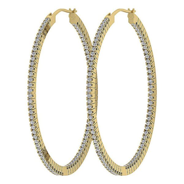 E VS1 1.01Ct Round Diamond Hoops Earrings 4K Solid Yellow Gold/White Gold/Rose Gold Authenticate Certificate