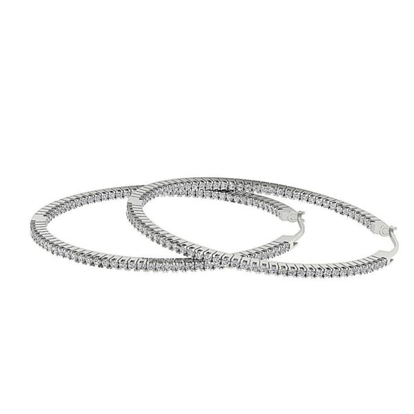 E VS1 1.01Ct Round Diamond Hoops Earrings 4K Solid Yellow Gold/White Gold/Rose Gold Authenticate Certificate