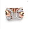CRESCENT Fashion Engagement Ring SI H 0.57 Ct Natural Diamod 14k Solid Yellow Gold/White Gold/Rose Gold Authenticate Certificate