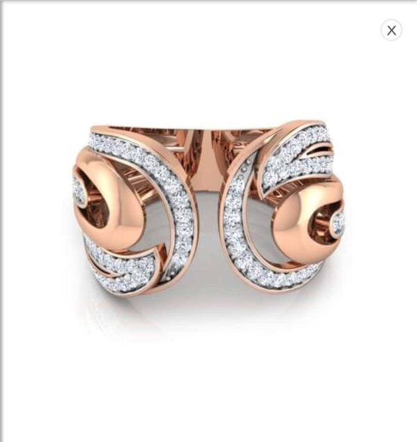 CRESCENT Fashion Engagement Ring SI H 0.57 Ct Natural Diamod 14k Solid Yellow Gold/White Gold/Rose Gold Authenticate Certificate