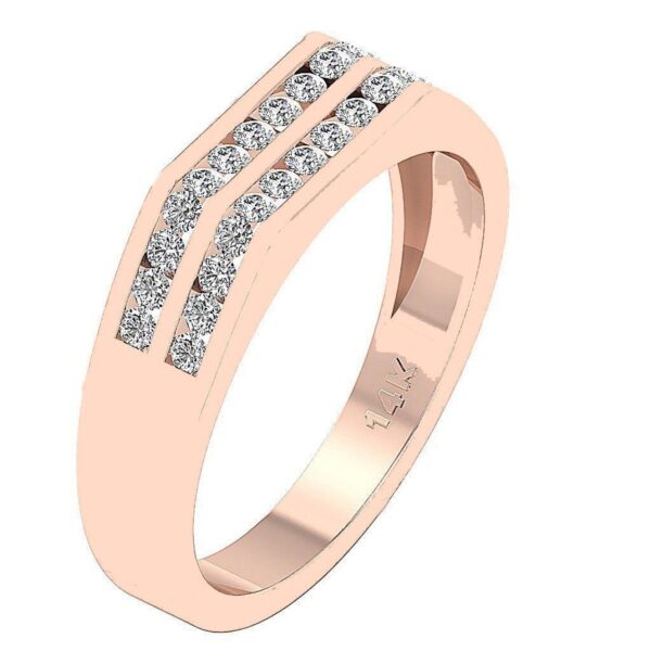 SI1 F 0.60 Ct Natural Round Diamond 14K Rose Gold/Yellow Gold/White Gold Channel Setting Men's Wedding Ring With Certificate