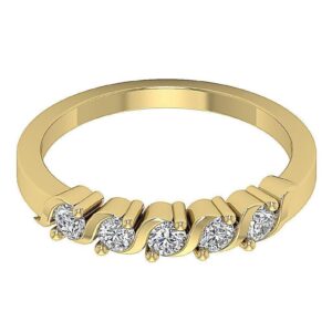 Five Stone Genuine Real Diamond SI1 G 0.75 Ct 14K Solid Yellow Gold/White Gold/ Rose Gold Wedding Anniversary Ring With Certificate