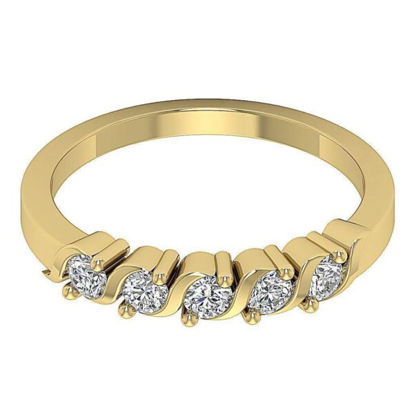 Five Stone Genuine Real Diamond SI1 G 0.75 Ct 14K Solid Yellow Gold/White Gold/ Rose Gold Wedding Anniversary Ring With Certificate