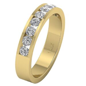 I1 H 1.10Ct Round Diamond/Lab Diamond Channel Set 14Kt White Gold/Rose Gold/ Yellow Gold Anniversary Wedding Ring With Certificate