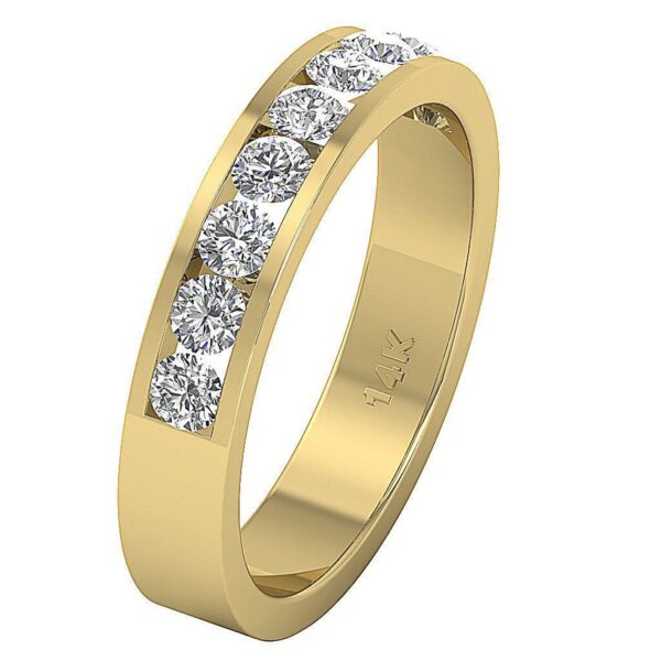 I1 H 1.10Ct Round Diamond/Lab Diamond Channel Set 14Kt White Gold/Rose Gold/ Yellow Gold Anniversary Wedding Ring With Certificate