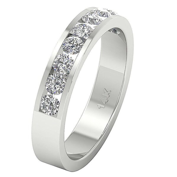 I1 H 1.10Ct Round Diamond/Lab Diamond Channel Set 14Kt White Gold/Rose Gold/ Yellow Gold Anniversary Wedding Ring With Certificate