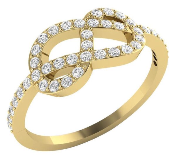 SI1 G 0.50Ct Round Real Diamond Knot Engagement Ring 14K White Gold/Rose Gold/ Yellow Gold Anniversary Wedding Ring with Certificate
