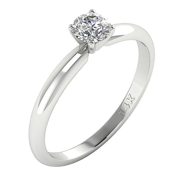 Solitaire Ring Wedding Band I1 G 0.30 Ct Round Diamond Prone Setting 14K White Gold/Rose Gold/Yellow Gold with Authentic Certificate