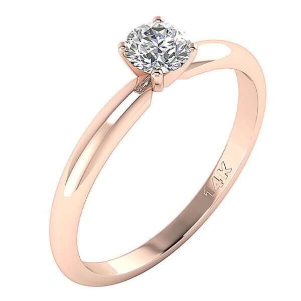 Solitaire Ring Wedding Band I1 G 0.30 Ct Round Diamond Prone Setting 14K White Gold/Rose Gold/Yellow Gold with Authentic Certificate