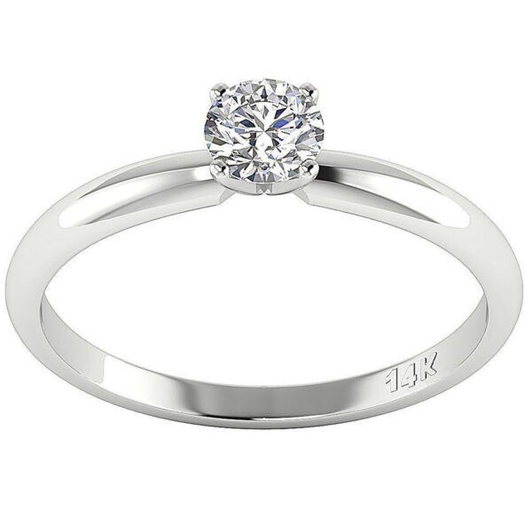 Solitaire Ring Wedding Band I1 G 0.30 Ct Round Diamond Prone Setting 14K White Gold/Rose Gold/Yellow Gold with Authentic Certificate