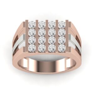 I1 F 1.4 Ct Natural Round Diamond 14K Rose Gold/Yellow Gold/White Gold Two Tone Men's Wedding Engagement Charistmas Ring With Certificate