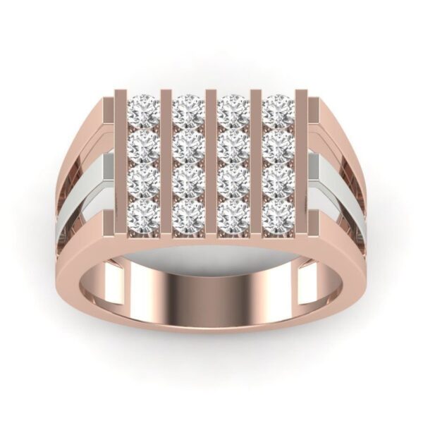 I1 F 1.4 Ct Natural Round Diamond 14K Rose Gold/Yellow Gold/White Gold Two Tone Men's Wedding Engagement Charistmas Ring With Certificate