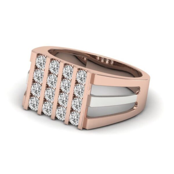 I1 F 1.4 Ct Natural Round Diamond 14K Rose Gold/Yellow Gold/White Gold Two Tone Men's Wedding Engagement Charistmas Ring With Certificate