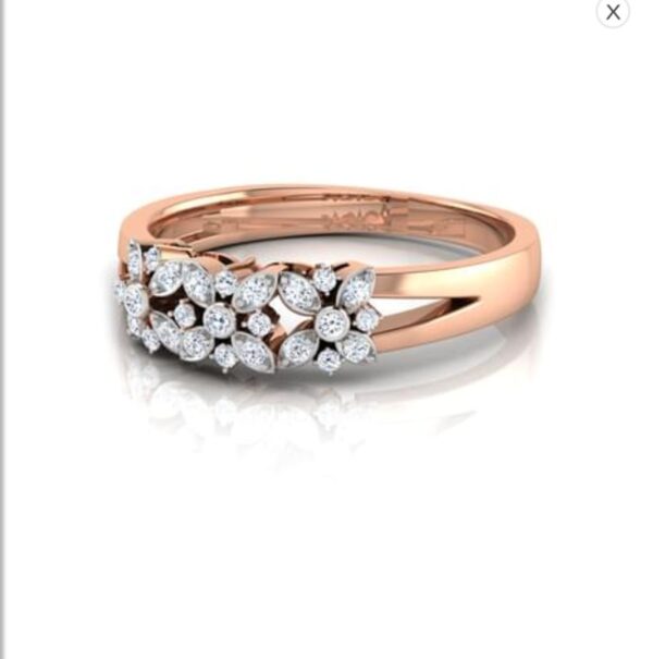 3 Flower Set SI F-G 0.13Ct Real Diamond Wedding Christmas Gift Ring 14Kt White Gold/Yellow Gold/Rose Gold with Authenticate Certificate