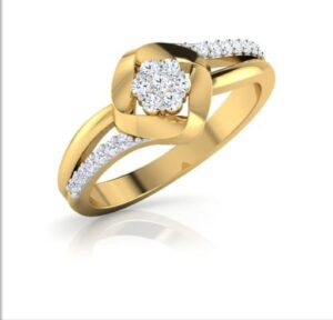Single Flower SI F-G 0.16Ct Real Diamond Wedding Christmas Gift Ring 14Kt White Gold/Yellow Gold/Rose Gold with Authenticate Certificate