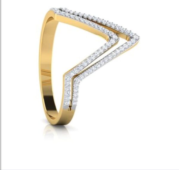 Two Raw V Shape SI F-G 0.25Ct Real Diamond Wedding Christmas Gift Ring 14Kt White Gold/Yellow Gold/Rose Gold with Authenticate Certificate