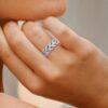 Two Cross Line Band SI FG 0.25Ct Real Diamond Wedding Christmas Gift Ring 14Kt White Gold/Yellow Gold/Rose Gold wiAuthenticate Certificate