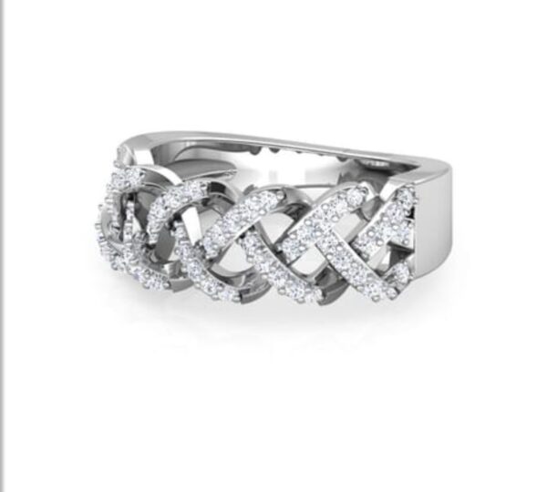 Two Cross Line Band SI FG 0.25Ct Real Diamond Wedding Christmas Gift Ring 14Kt White Gold/Yellow Gold/Rose Gold wiAuthenticate Certificate