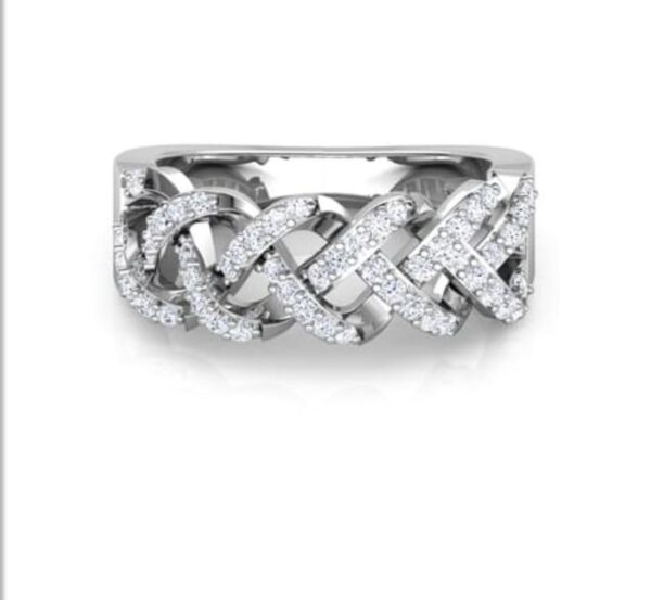 Two Cross Line Band SI FG 0.25Ct Real Diamond Wedding Christmas Gift Ring 14Kt White Gold/Yellow Gold/Rose Gold wiAuthenticate Certificate