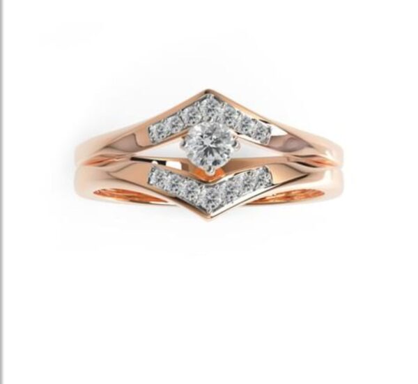 Two Lovely Band SI FG 0.23Ct Real Diamond Wedding Christmas Gift Ring 14Kt White Gold/Yellow Gold/Rose Gold wiAuthenticate Certificate