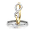 Two Individual Band Combined to One Designer SI FG 0.31Ct Real Diamond Christmas Gift Ring 14Kt White Gold With Authenticate Certificate
