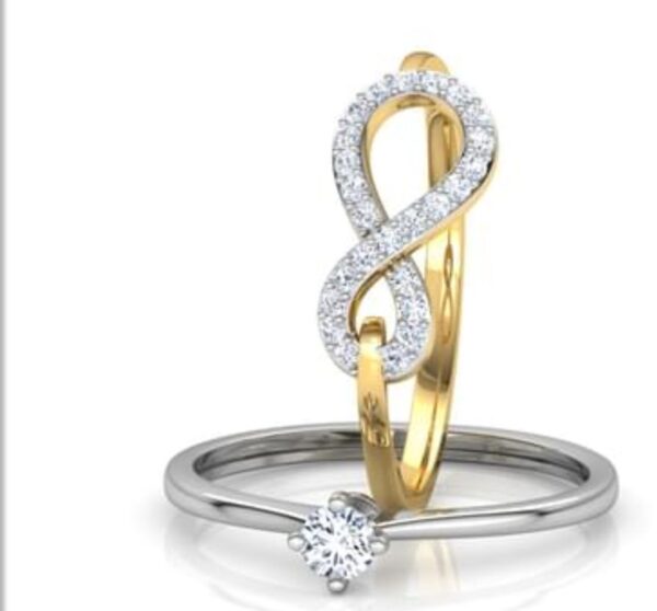 Two Individual Band Combined to One Designer SI FG 0.31Ct Real Diamond Christmas Gift Ring 14Kt White Gold With Authenticate Certificate