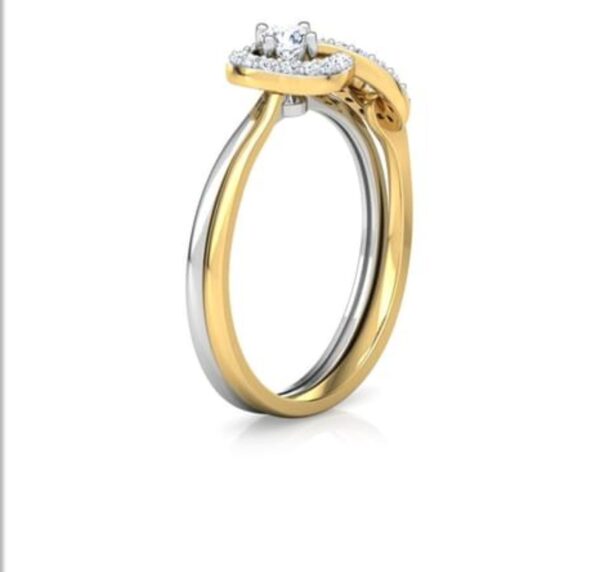 Two Individual Band Combined to One Designer SI FG 0.31Ct Real Diamond Christmas Gift Ring 14Kt White Gold With Authenticate Certificate