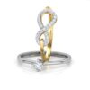 Two Individual Band Combined to One Designer SI FG 0.31Ct Real Diamond Christmas Gift Ring 14Kt White Gold With Authenticate Certificate