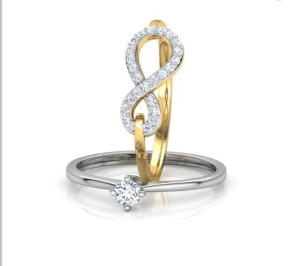 Two Individual Band Combined to One Designer SI FG 0.31Ct Real Diamond Christmas Gift Ring 14Kt White Gold With Authenticate Certificate