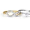 Two Individual Band Combined to One Designer SI FG 0.31Ct Real Diamond Christmas Gift Ring 14Kt White Gold With Authenticate Certificate