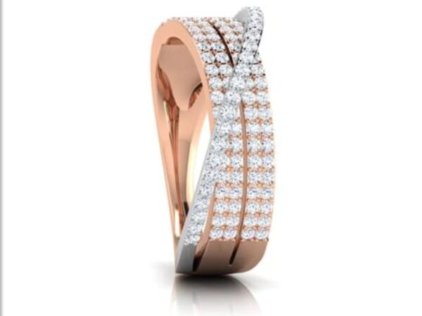 Trio Overlapping Ring SI FG 0.43Ct Real Diamond Wedding Christmas Gift Ring 14Kt White Gold/Yellow Gold/Rose Gold Authenticate Certificate