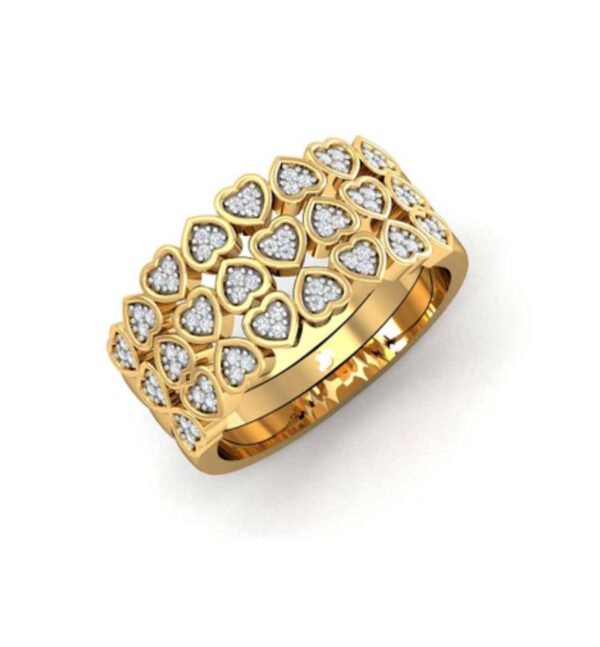 Diamond Trail of Heart Band SI1 H 0.23 Ct Round Cut Diamond Ring For Valantine Day Special 14K Solid Yellow Gold Authenticate Certificate