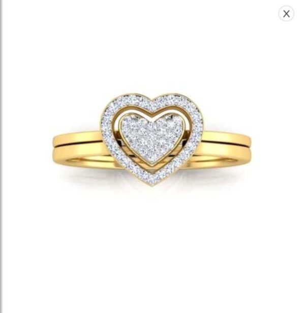 Valantine Day Special Diamond Ring 3 in 1 Heart Shape Ring SI1 H 0.15 Ct Round Cut 14K Solid Yellow Gold Authenticate Certificate