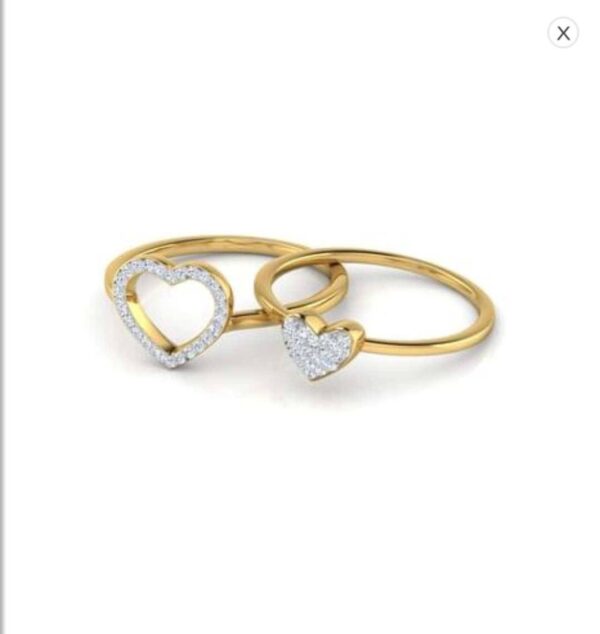 Valantine Day Special Diamond Ring 3 in 1 Heart Shape Ring SI1 H 0.15 Ct Round Cut 14K Solid Yellow Gold Authenticate Certificate