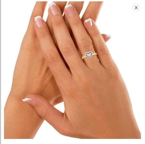 Valantine Day Special Diamond Ring 3 in 1 Heart Shape Ring SI1 H 0.15 Ct Round Cut 14K Solid Yellow Gold Authenticate Certificate