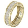 3 Row Eternity Engagement Ring Round Cut Real Genuine Diamond I1 G 3.25 Ct 14K Yellow Gold/White Gold/Rose Gold Authenticate Certificate