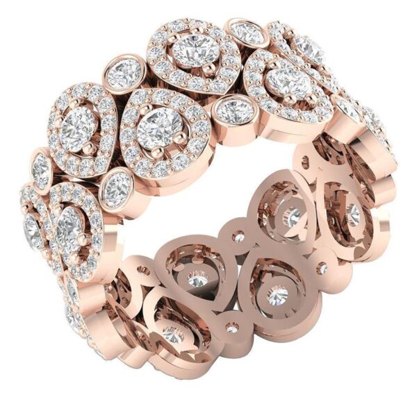 Eternity Engagement Ring I1 G 3.10Ct Genuine Diamond Prong Bezel Set 14K Yellow Gold/White Gold/Rose Gold Authenticate Certificate