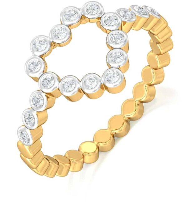 Heart Shape Diamond Ring SI1 H 0.18 Ct Round Cut Valantine Gift 14K Solid Yellow Gold Authenticate Certificate