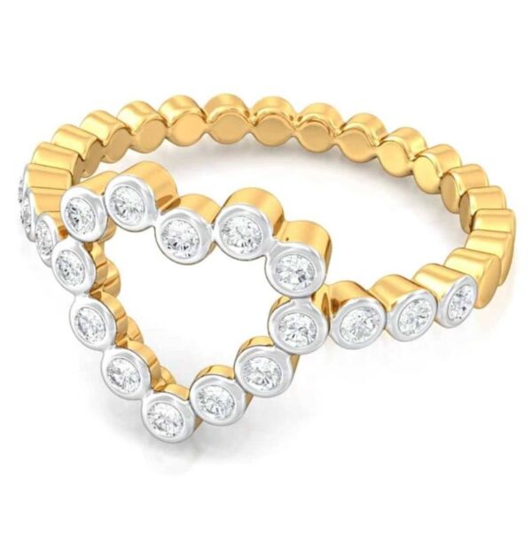 Heart Shape Diamond Ring SI1 H 0.18 Ct Round Cut Valantine Gift 14K Solid Yellow Gold Authenticate Certificate