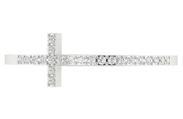 Cross Anniversary Ring SI1 H 0.15Ct Round Cut Diamond Prong Set 14K Solid Yellow Gold/White Gold/Rose Gold Authenticate Certificate