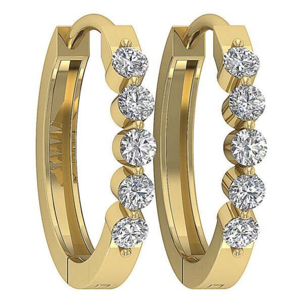 SI1 H 1/2Carat Round Cut Diamond Hoops Earrings Pave Set 14K Solid Yellow Gold/White Gold/Rose Gold Authenticate Certificate